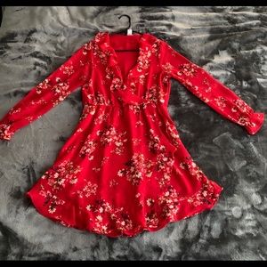 Red Floral H&M dress, size 14